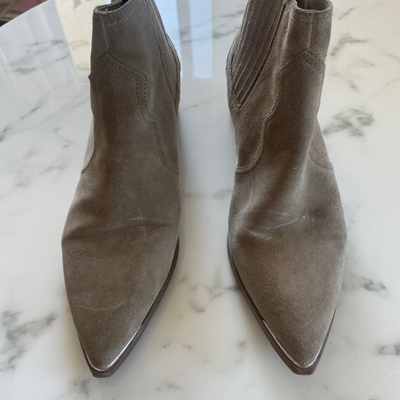 Marc Fisher taupe suede YALE POINTY TOE CHELSEA BOOTIE - Picture 6 of 8